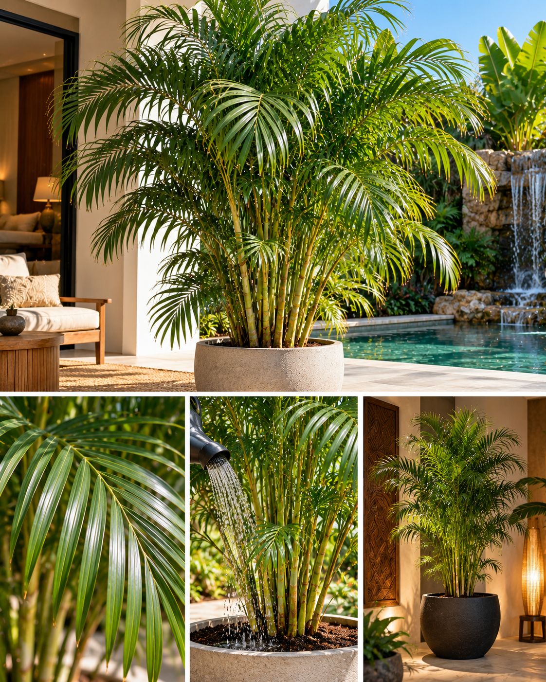 Bamboe palm Chamaedorea seifrizii als volle tropische kamerplant