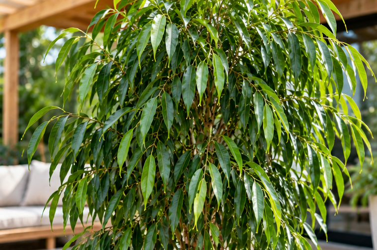 Ficus Amstel King met smalle groene bladeren, AI-illustratie