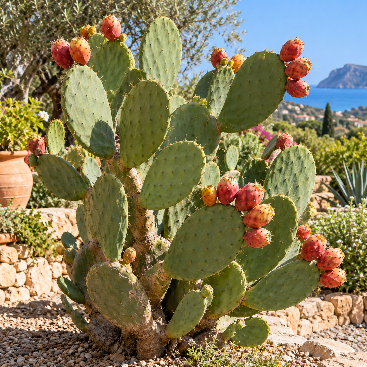 Opuntia ficus-indica vijgcactus met rijpe cactusvijgen